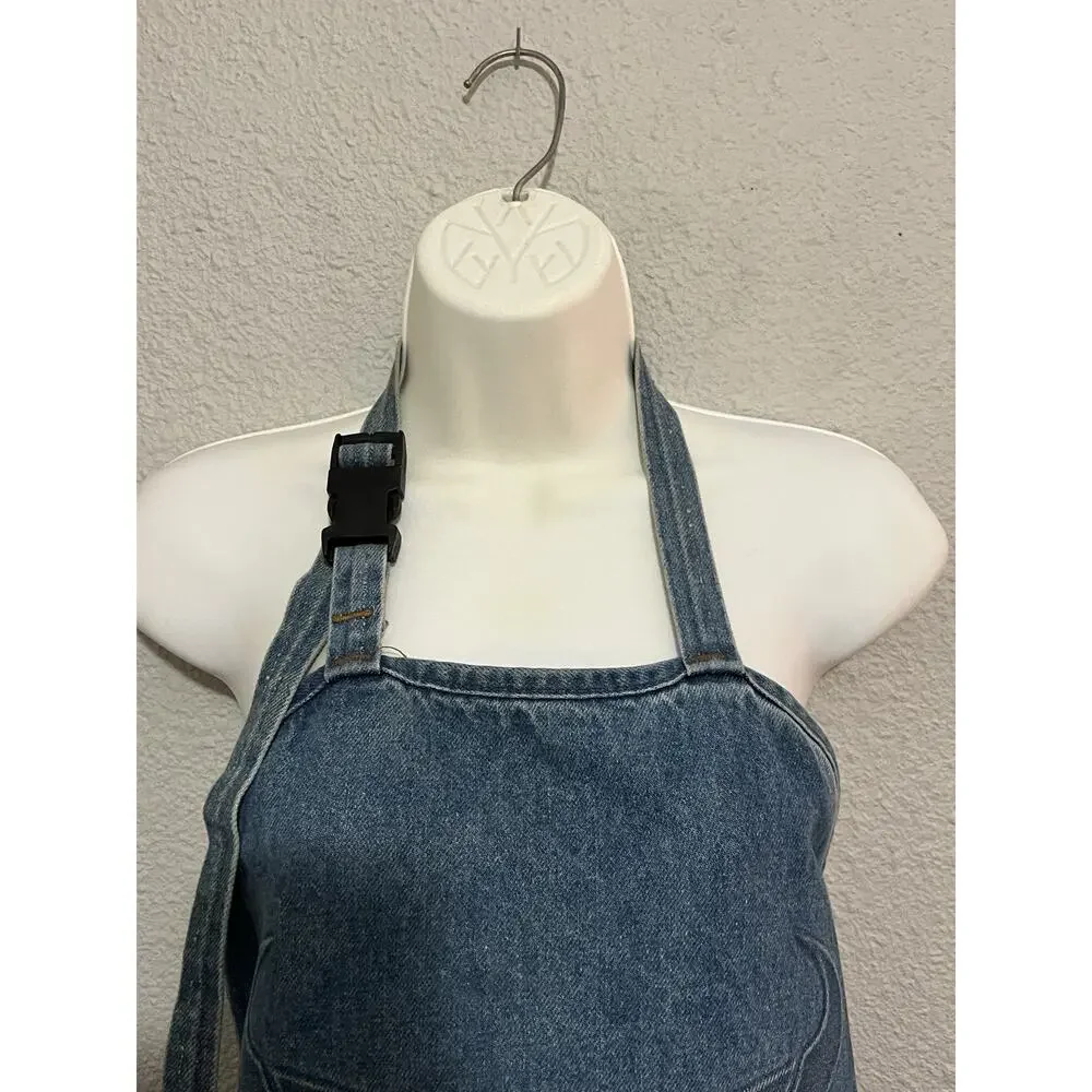 Vintage TYCA Denim Apron Embossed FD Bull Horn Logo Made in USA Workwear BBQ